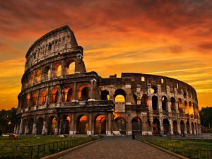 Image of The Colosseum or Coliseum at sunrise